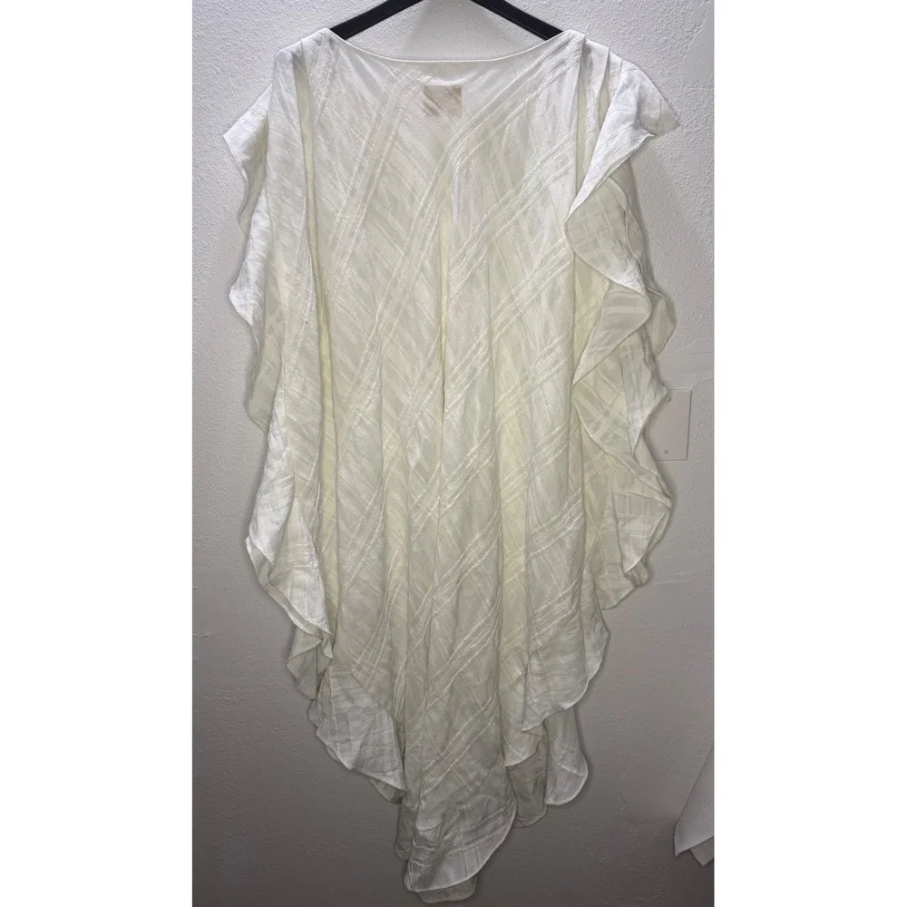 JAG White Textured Ruffle Sleeve Kaftan Beach Cover Up Dress NWT M/L
